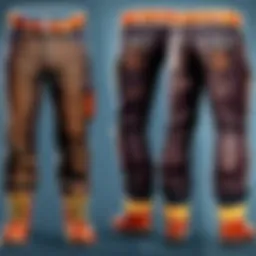 A historical depiction of lumberjack pants showcasing their original rugged design.