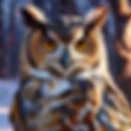 Majestic owl perched on a tree branch at dusk