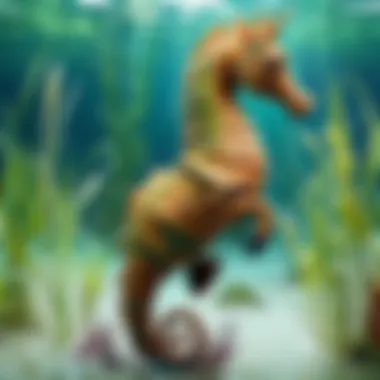Majesty in the Seagrass: A Saltwater Seahorse Majestic saltwater seahorse in seagrass meadow