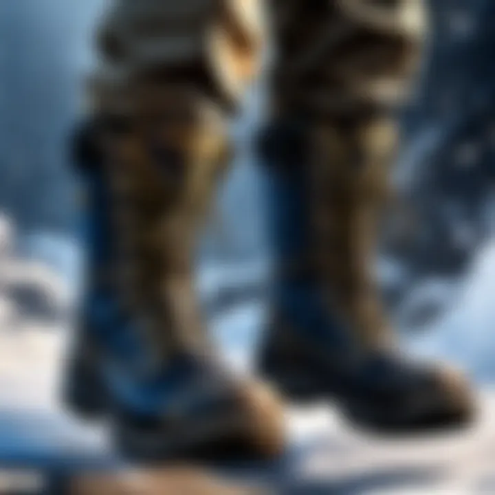 An array of marine issued boots set against a backdrop of maritime environment.