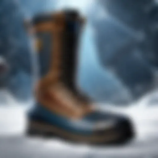 A close-up view of marine boots showcasing their rugged design and material texture.