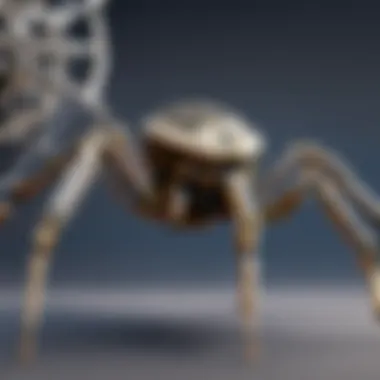 Intricate Design of the Mechanical Spider A detailed diagram of a mechanical spider showcasing its intricate design components.