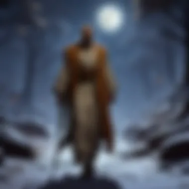 Enigmatic Presence under Moonlight Mystical Monk Silhouette in Moonlight