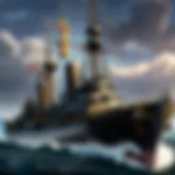 A detailed illustration of a legendary warship from the WOW universe, showcasing intricate design features and battle-ready aesthetics.