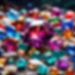 A stunning array of colorful gemstones displayed elegantly