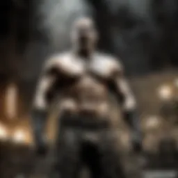 Rammstein performing live with pyrotechnics in the background