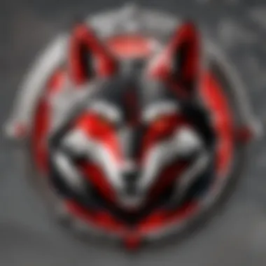 Red Wolf Security Logo Design Illustration of Red Wolf Security logo on a shield