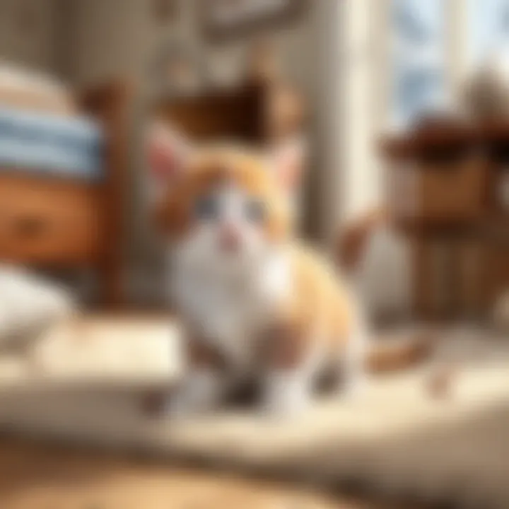Small kitten resting comfortably in a cozy flea-free environment