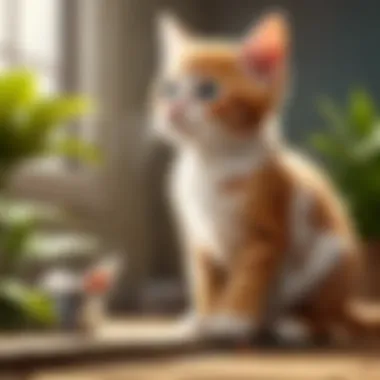 Close-up of natural flea repellent plants near kittens