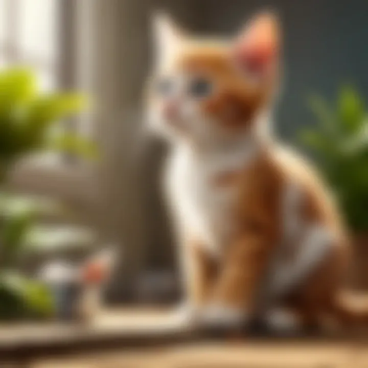 Close-up of natural flea repellent plants near kittens
