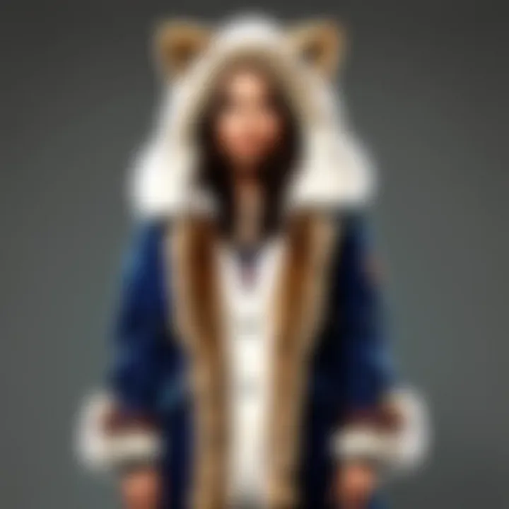 A person wearing a Spirithoods coat, highlighting the garment's unique style and appeal.