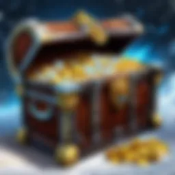 Treasure chest overflowing with gold coins