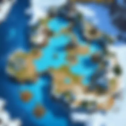 A strategic overview of a gaming map highlighting key locations and tactics