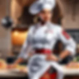Elegant chef outfit with a modern twist.