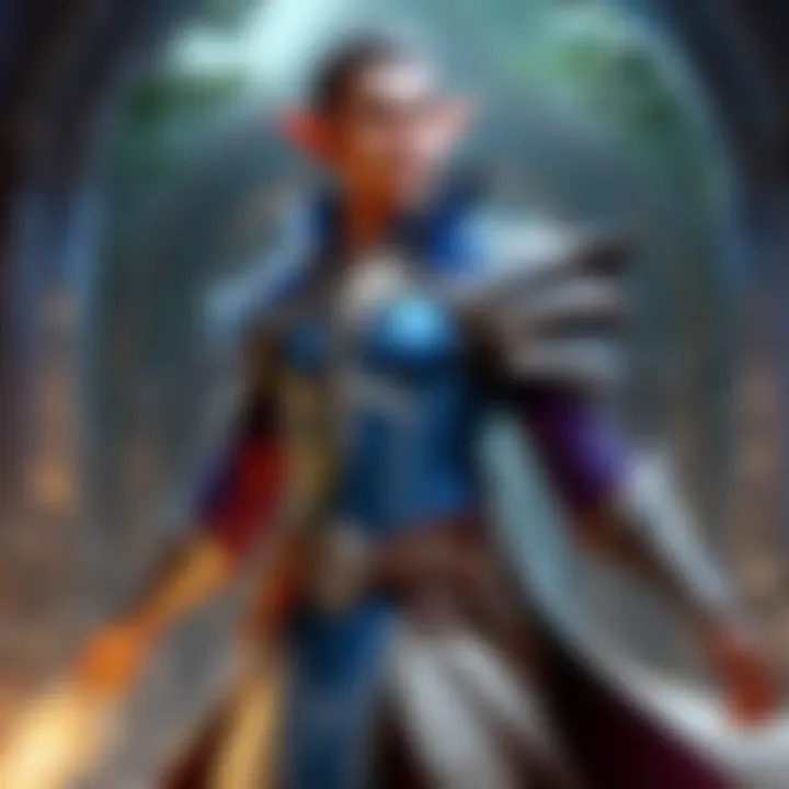 A serene elf mage meditating, surrounded by ethereal light