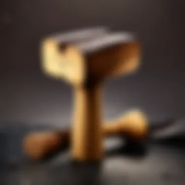 Close-up view of a mallet crafted from various materials