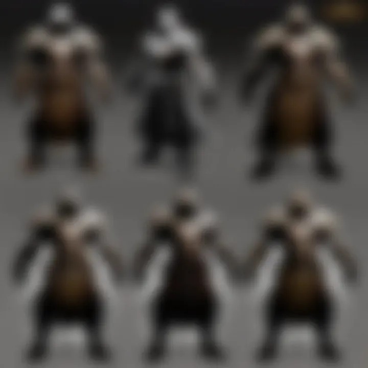 Concept art illustrating the evolution of the Dark Monk character across Blizzard titles.