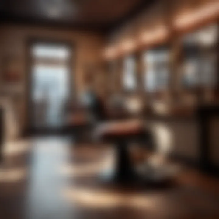 Calming lighting effects creating a serene barber shop environment