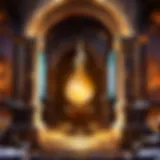 A mystical alchemical laboratory filled with ancient texts and glassware.