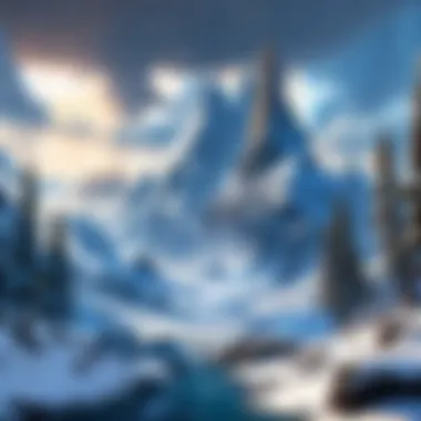 Mythical Landscape in Blizzard Games A stunning depiction of a mythical landscape inspired by Blizzard's games