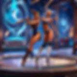 A dynamic representation of a dance deck in action within a Blizzard game.