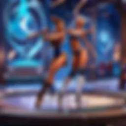 A dynamic representation of a dance deck in action within a Blizzard game.
