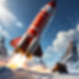 A detailed view of a rescue rocket in action within a Blizzard game environment.