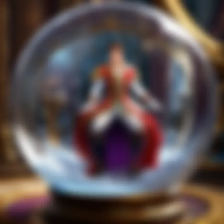 Magical crystal ball reflecting a royal figure
