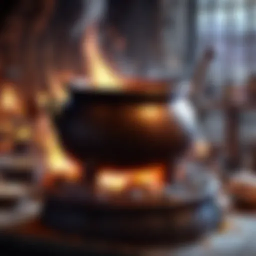 A mystical cauldron full of bubbling potion