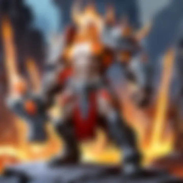 Dragon breathing fire in ancient ruins