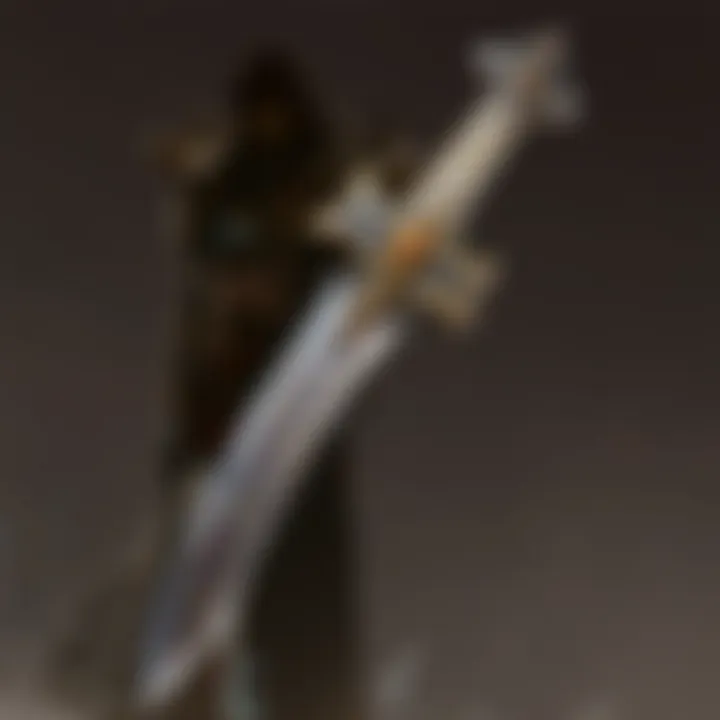 Warrior in epic battle stance wielding legendary sword